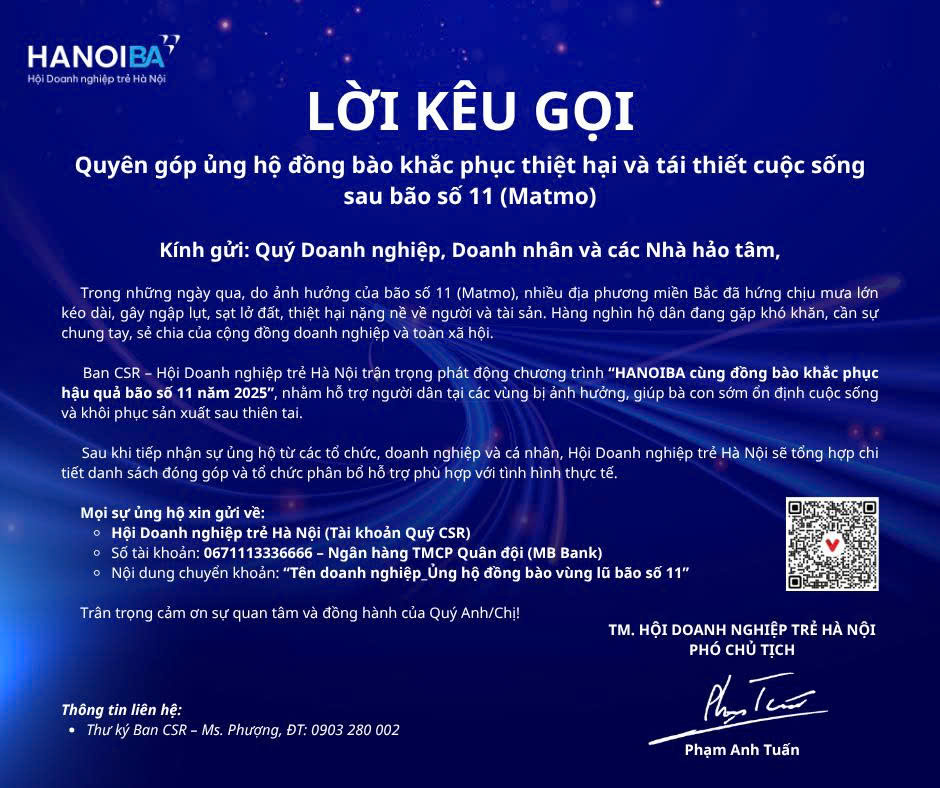 LỜI KÊU GỌI Quyên góp ủng hộ đồng bào khắc phục thiệt hại và tái thiết cuộc sống sau bão số 11 (Matmo)