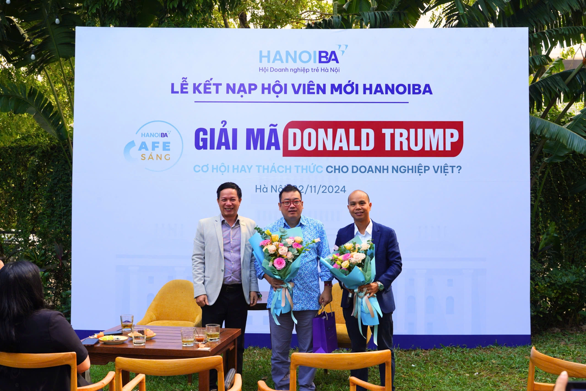 CAFE SÁNG CÙNG HANOIBA: GIẢI MÃ DONALD TRUMP - CƠ HỘI HAY THÁCH THỨC CHO DOANH NGHIỆP VIỆT - LỄ KẾT NẠP HỘI VIÊN MỚI HANOIBA