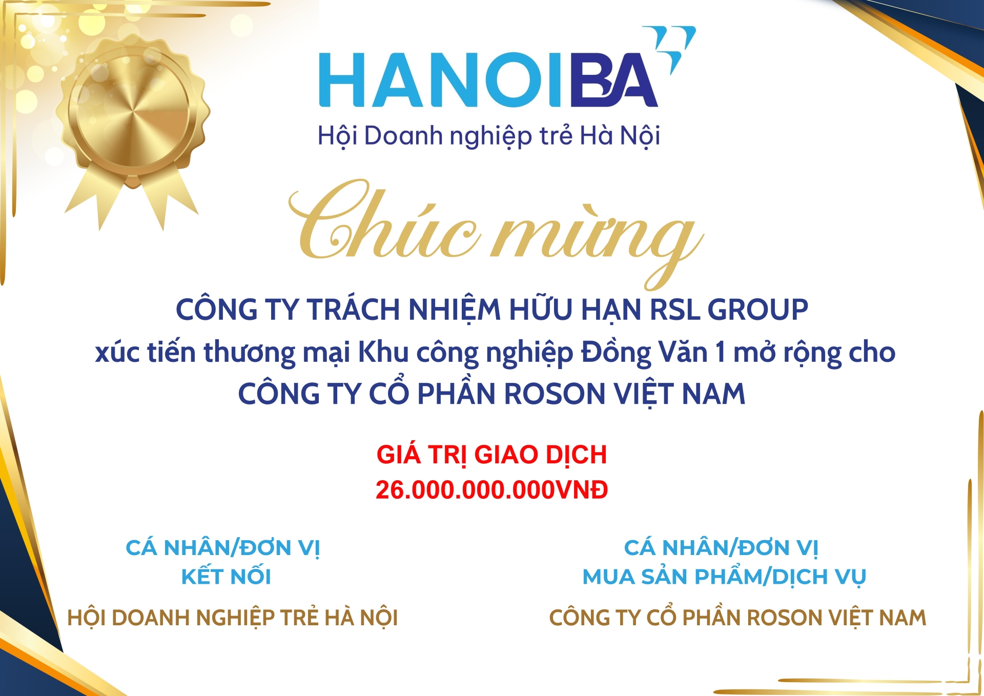 VINH DANH XÚC TIẾN THƯƠNG MẠI HANOIBA