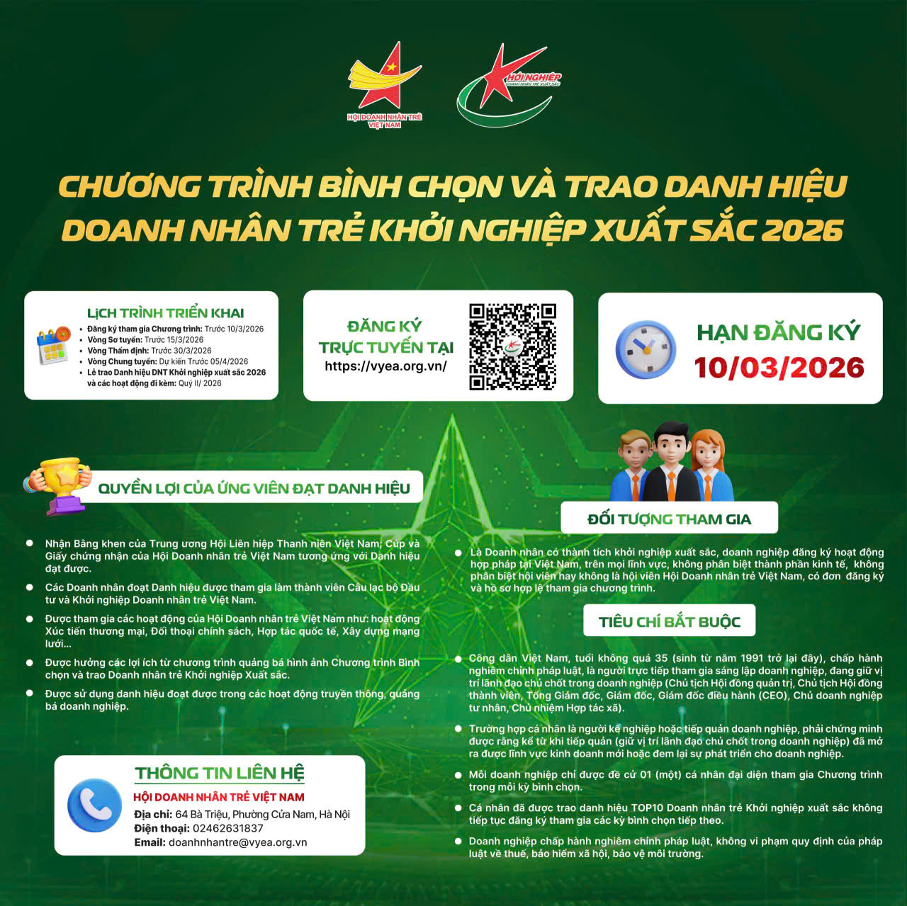 CHƯƠNG TRÌNH BÌNH CHỌN VÀ TRAO DANH HIỆU DOANH NHÂN TRẺ KHỞI NGHIỆP XUẤT SẮC NĂM 2026