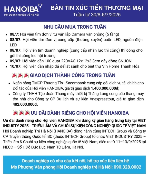 BẢN TIN XÚC TIẾN THƯƠNG MẠI 30/06 - 06/07/2025